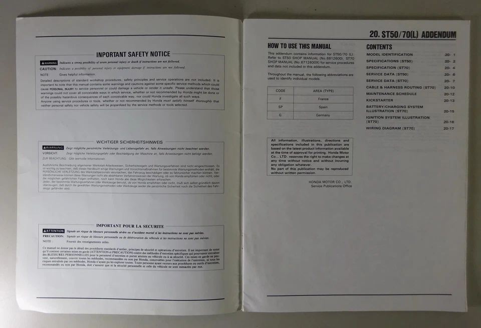Manual De Taller Suplemento Honda DAX ST 50 70 v.1990 - Imagen 2 de 4