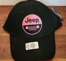 NEW Jeep Cap Black & Pink Adjustable Strapback Hat Jeep Sunrise Open Road NWT