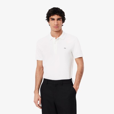 Men's Lacoste Slim Fit Stretch Mini Piqué Polo Shirt in White