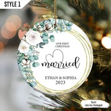 Our First Christmas Married Ornament Personalized Gift For Wife Husband
