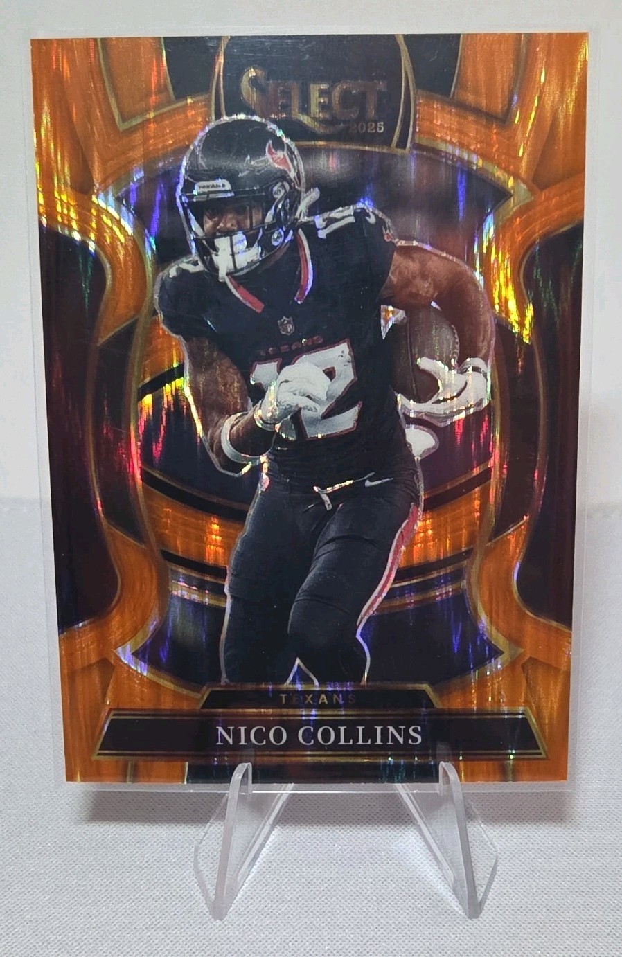 2025 Panini Select Nico Collins Black Orange Shock Prizm /499 #35 Texans