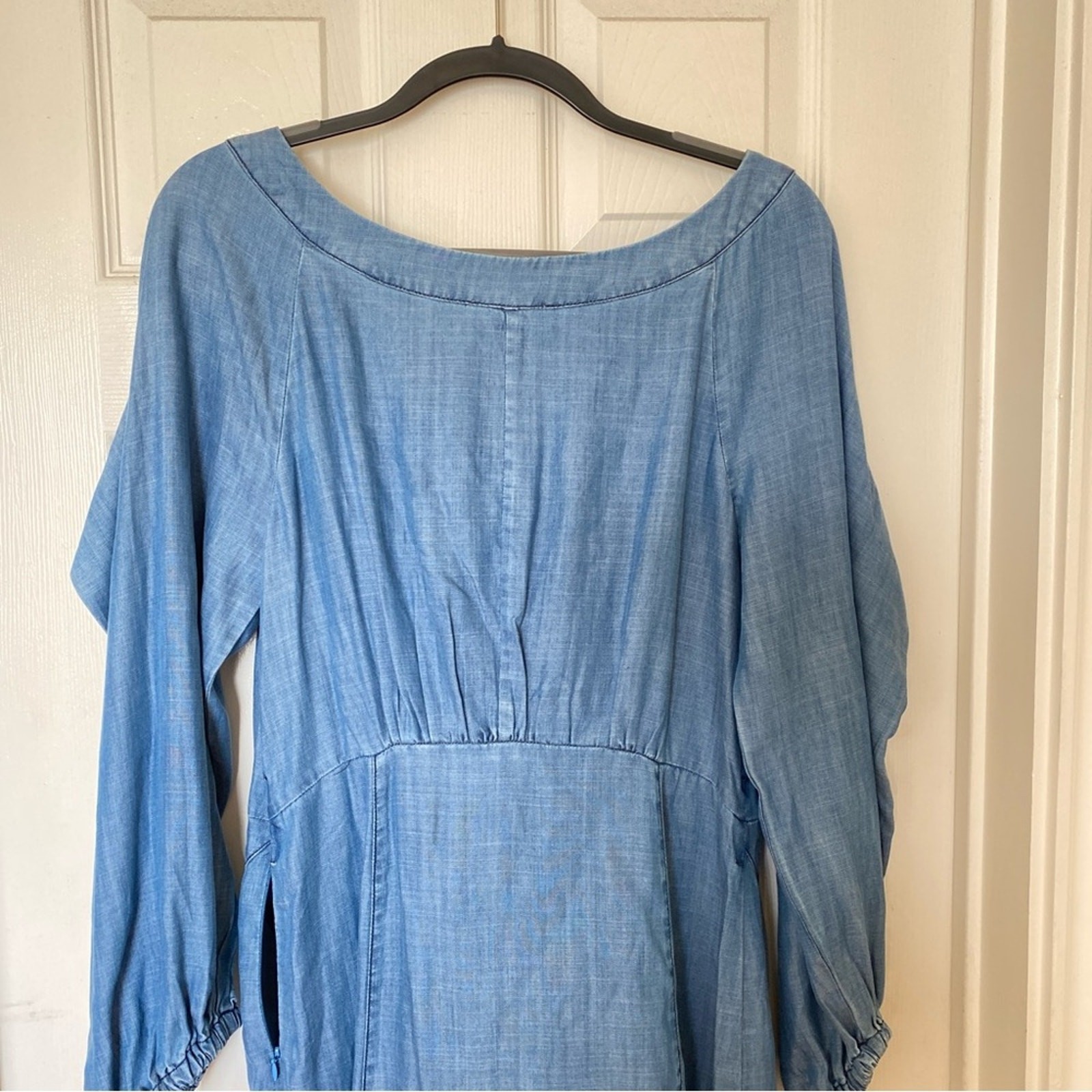 CURRENT AIR Denim Chambray Button Down Skirt Long… - image 6