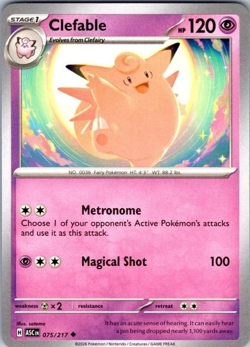 Clefable 075/217 Uncommon Ascended Heroes Pokemon Near Mint