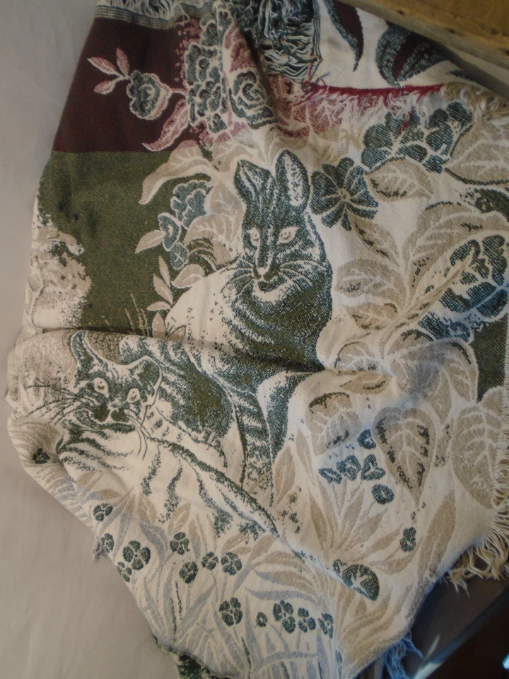 Woven Cotton Cat Throw Tapestry Made In Spain 50" X 46" - Image 4 of 4
