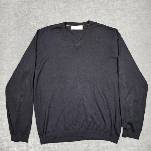 Brunello Cucinelli Sweater Mens IT 50 Black Wool Cashmere V Neck Pullover