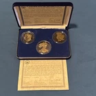 Three Coin Ruthenium 24K Gold Morgan Peace Eagle Silver Dollar PURE SILVER