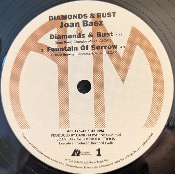 ANALOGUE PRODUCTIONS APF-175-45 JOAN BAEZ DIAMONDS & RUST 2P 2025 limited - Bild 4 von 4