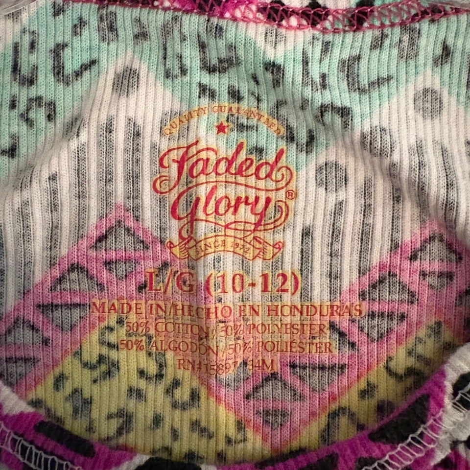 Camiseta sin mangas Faded Glory Chevron amarillo rosa turquesa (niña grande 10/12) Foto 4 de 4