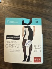 No nonsense Women's Black Opaque Shaping Tights - Pick Your Size M, L, or XL 