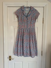 Seasalt Lottie dress 100% cotton button front floral retro dress UK8