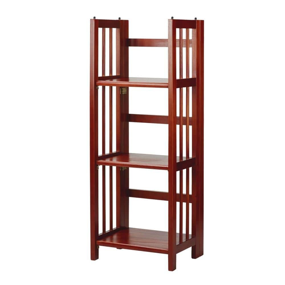 Casual Home Etagere Bookcase 3-Shelf Mahogany Wood 38" Open Storage Shelves