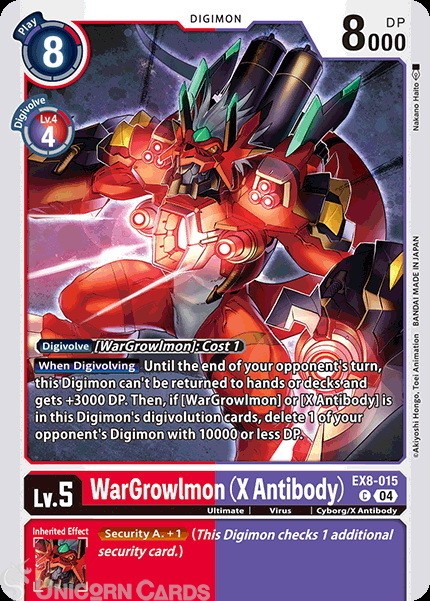 EX8-015 WarGrowlmon (X Antibody) : Common Digimon Card : EX08: Chain of Liberati
