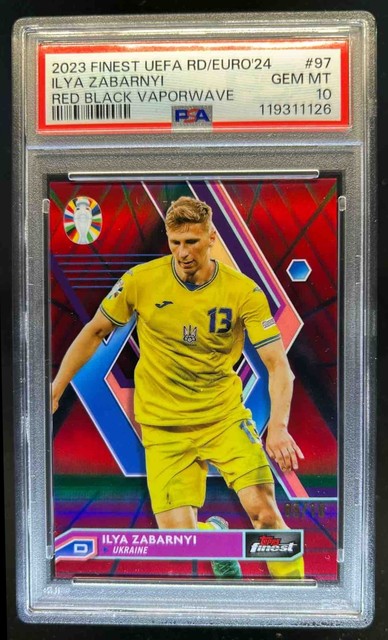 2023 Finest UEFA EURO 2024 Ilya Zabarnyi Red/Black Vapor Refractor #/10 PSA 10