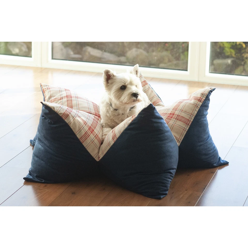 Aumüller Sternenkissen Cuadro, Beige/Azul - 70cm Colchón para Perros Y Gato - Imagen 4 de 4