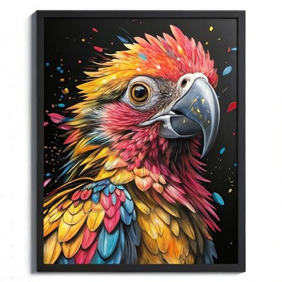 Bunter Papagei Kunstdruck Wandbild Vogel Geschenk Pop Art niedlicher Papagei Kunstdruck