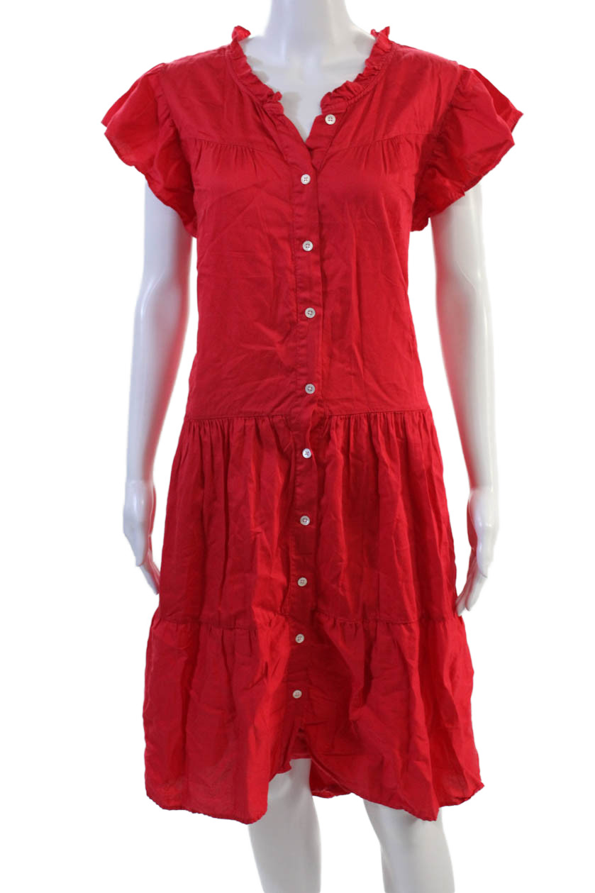 Dylan Womens Shirt Dress Red Cotton Short Sleeve Button Round Neck Size MFree Shipping in US $100+ Orders | $6.95 Orders Below