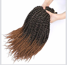 Crochet Braid Hair Extension 24 in Synthetic Curly Ombre Black Brown T/30