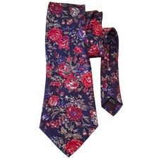 Van Heusen Necktie Floral Navy Blue Red Rose Excellent Classic mens Tie USA Made