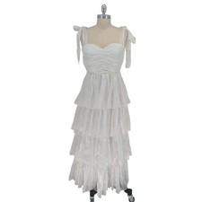 11504 Lulus Sweetheart Tired Maxi Dress White size Medium bohemian wedding