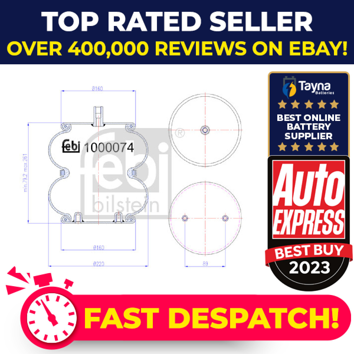 Air Suspension Spring 1000074 Febi Bag A9423205821 A9423206021 A9423270601 New