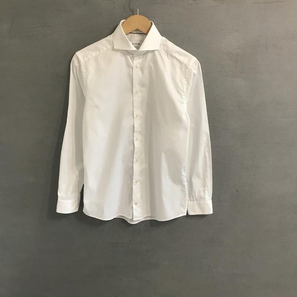Men Eton Shirt White Cotton 34 / XS / 42 #1V9A