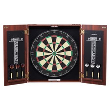 Uimoso Dartboard and Cabinet Set Official Size Complete Accessory Steel Tip Dart