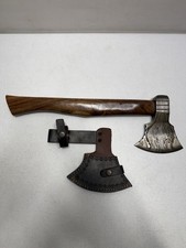 Damascus Steel Hatchet 4-1/2 Blade- Walnut Handle Handmade With Leather Sheath