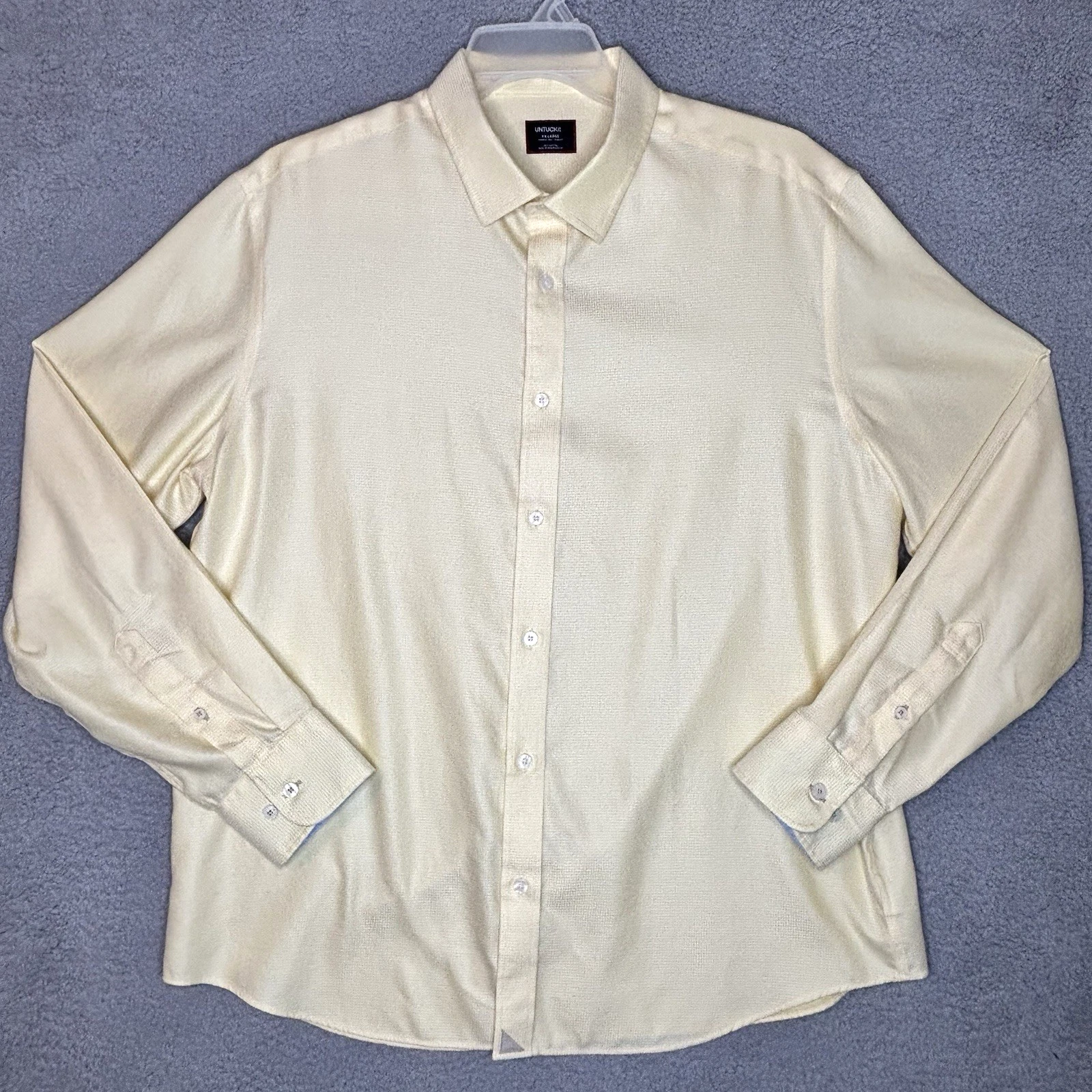 UNTUCKit Burke Cotton Button Up Shirt - Men's 2XL Slim Fit Wrinkle Free - Yellow