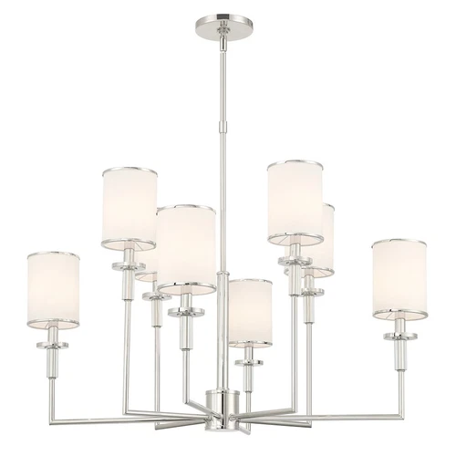 Crystorama Hatfield 8 Light Chandelier, Polished Nickel/White - HAT-478-PN - Picture 1 of 1