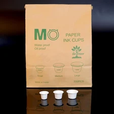 Paper Tattoo Ink Caps 200Pcs - Cups S 10mm - White - Disposable -... 