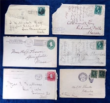 Antique USA Stamp Covers 1882-1909 Washington/Jefferson/Franklin 1/2/3¢ (6x) Lot