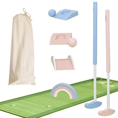Wooden Golf Set for Kids, Indoor & Outdoor Macaroon Toddler Mini Golf Clubs, ...