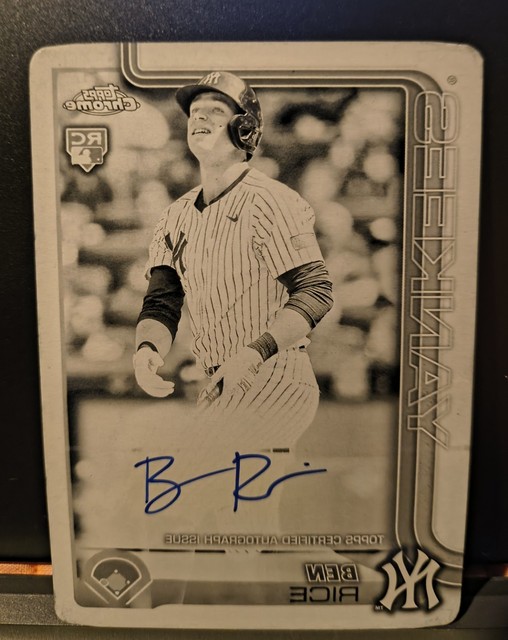 2025 Topps Chrome Baseball BEN RICE 1/1 Printing Plate AUTO RC #RA-BR BLACK