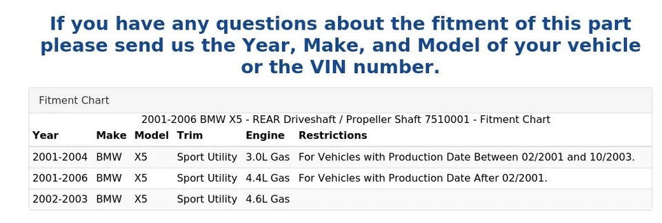 2001-2006 BMW X5 - REAR Driveshaft / Propeller Shaft 7510001 - Image 4 of 4
