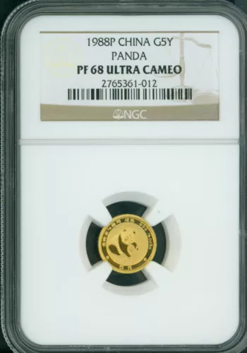 1988-P 5Y 5 YUAN G5Y Chinese PROOF GOLD PANDA 1/20 Oz. NGC PR68 PF68 CHINA