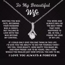 To My Beautiful Wife Forever Love Necklace, Anniversary Gift for Her