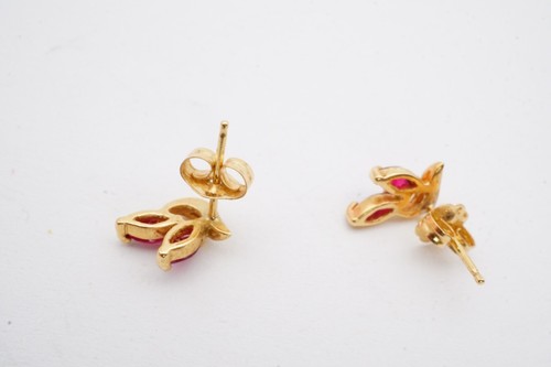 14k Yellow Gold Ruby Earrings - Picture 6 of 7