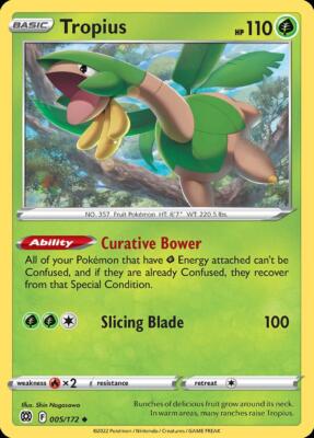 Pokemon Tropius (5/202) Brilliant Stars LP REVERSE HOLO