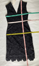 Women dress Lace Floral Elegant Cocktail Dress V Neck Knee Length Size S
