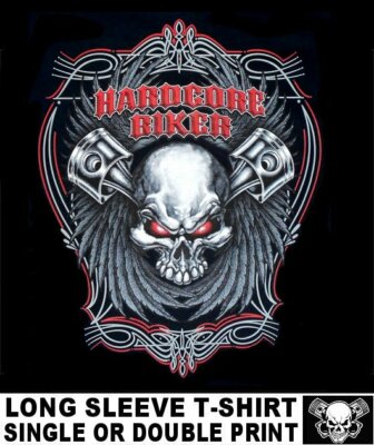 HARDCORE BIKER MOTORCYCLE RIDER MUSCLE V TWIN PISTONS SKULL