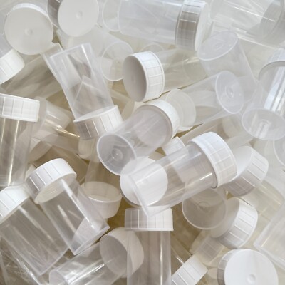 60 ml KLEINES KUNSTSTOFFGLAS/BEHÄLTER/TOPF, WEISSER SCHRAUBDECKEL x6, x10, x25, x50