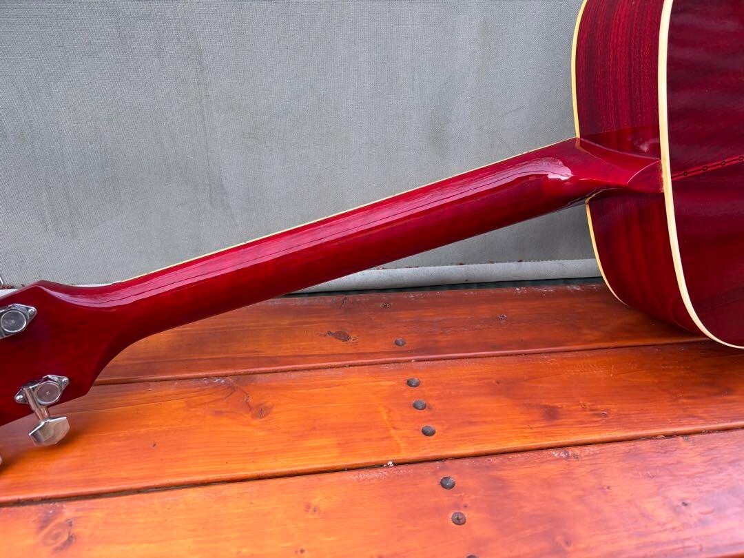 Jumbo Hummingbird Acoustic Guitar Red Sunburst Japan Vintage 70s