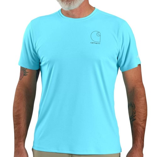 Carhartt Men's Force Sun Defender Short Sleeve Relaxed Fit T-Shirt UPF 50+ NEW - Picture 3 of 16