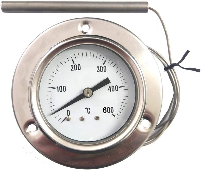 REDPOINT PIROMETRO/termometro 0-600Ã‚Â° Inox per FORNI Pizza, BBQ,FORNI a Legna