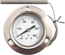 REDPOINT PIROMETRO/termometro 0-600° Inox per FORNI Pizza, BBQ,FORNI a Legna