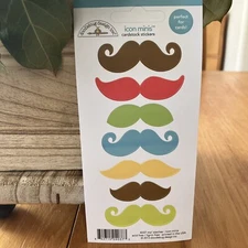 Doodlebug Design Icon Minis Cardstock Stickers,#4037 Mo’Staches