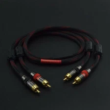 1PAIR Pure Copper HiFi Stereo RCA to RCA Audio Signal Cable Amplifier Video Cord
