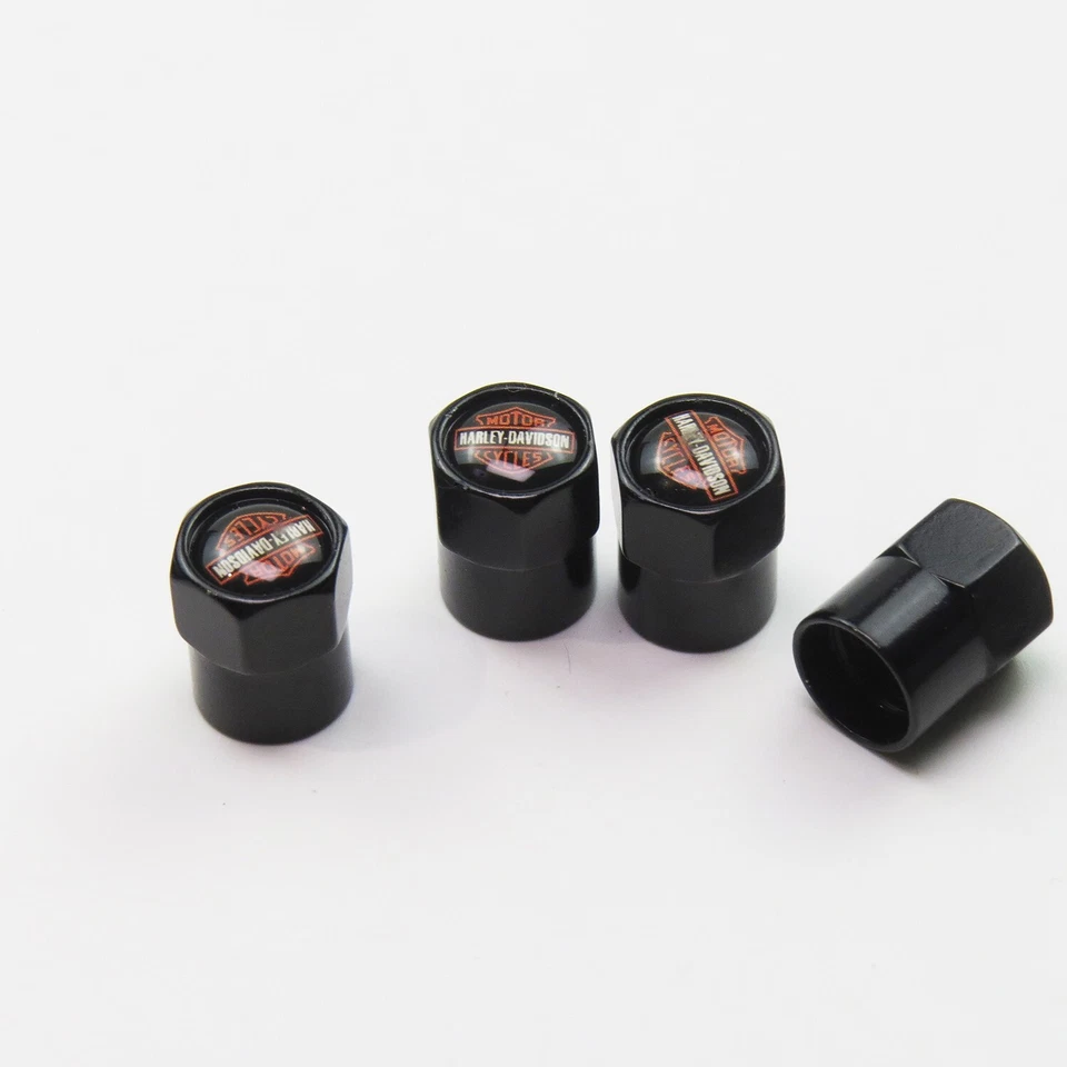 Compatible con Harley Davidson 4 piezas tapas de vástago de válvula de neumático negro aluminio anodizado Foto 4 de 4