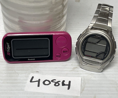 LOT OF 2 CASIO WAVE CEPTOR 3054 WV-58A Watch & Magenta 3DTrisport *NEEDS BATTERY