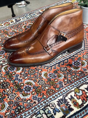 Magnanni Double Monk Stiefelette 42 EU 8/UK Doppelschnalle Cognac Farbe Leder  
